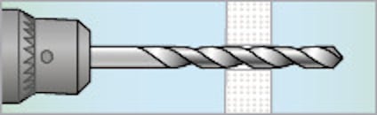 Skruvdragare med ett borr som borrar genom en vägg.