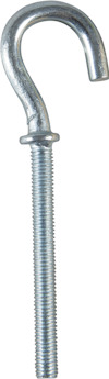Metallisk öglekrok med gängad skaft i silverfärg.