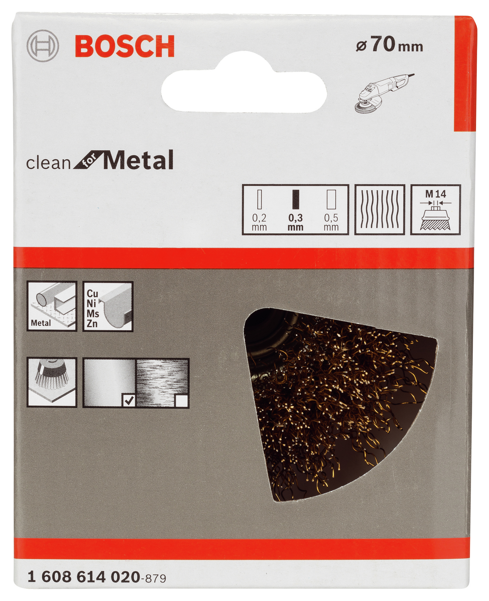 KOPPBORSTE 70MM M14 VÅGAD MÄSSING - Bosch