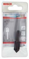 Förpackning med Bosch försänkare, 13 mm, 90 grader, för trä, plast och metall.