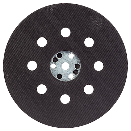 Rund sliprondell med flera hål och en metallplatta i mitten.