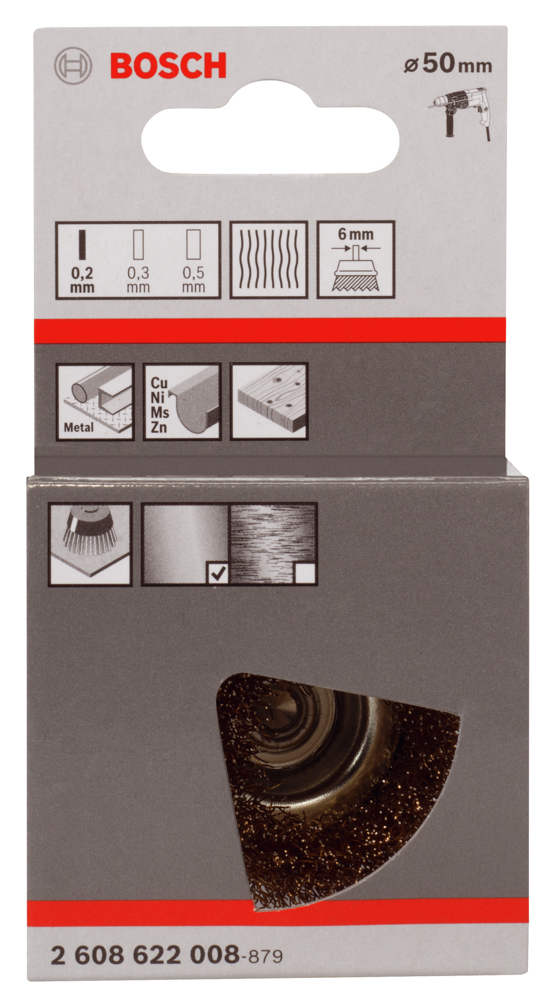 KOPPBORSTE 50MM VÅGAD MÄSSING  - Bosch