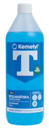 Blå flaska med etikett "Kemethyl T Blå Spolarvätska Koncentrerad".