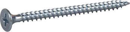Metallskruv med korsskalle, delgängad med vass spets.