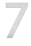 Siffra "7" i borstat metall med en slät yta mot en vit bakgrund.