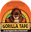 Förpackning med Gorilla Tape, visar en illustration av en gorilla och texten "Incredibly Strong" och "For the Toughest Jobs on Planet Earth".