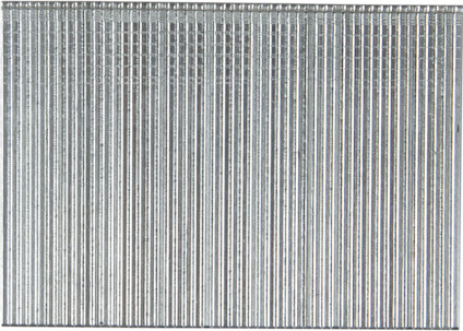 Rakställda, silverfärgade metallspikar i ett ordnat packat kluster.