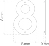 Cirkelformad siffra "8" med dimensioner A mm och B mm, tjocklek 9 mm, två monteringshål.
