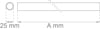 Diagram av ett rör med en diameter på 25 mm och en obestämd längd markerad som A mm.