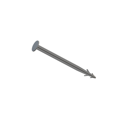 Metallspik med platt huvud och hullingar längs skaftet.