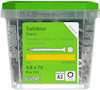 Behållare med grönt lock innehållande "Essve Classic" trallskruvar, 4,8 x 75 mm, 250 st.