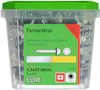 Förpackning med 250 vita farmarskruvar, storlek 4,8x20 mm, ESSVE, för utomhusbruk.