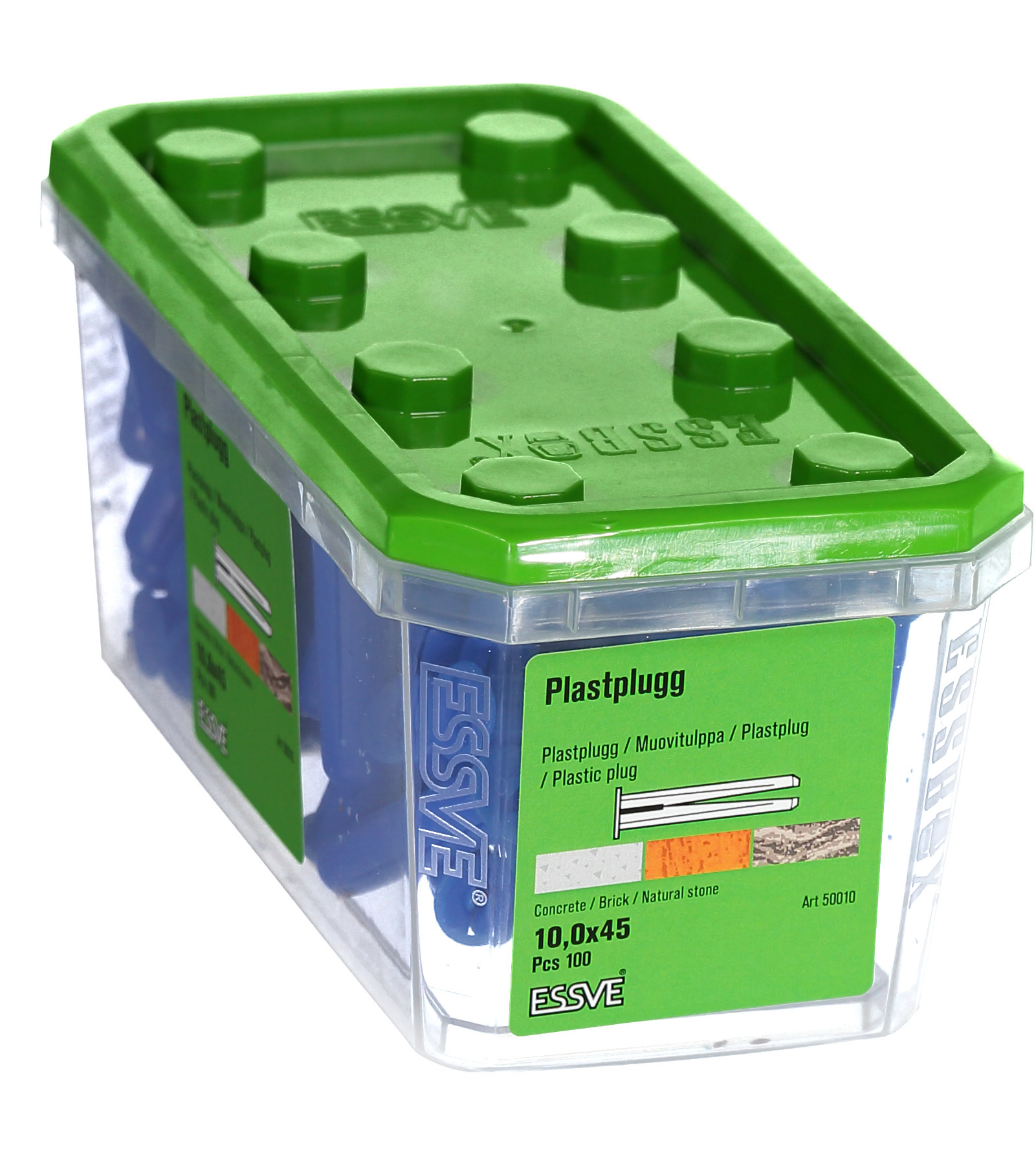 PLASTPLUGG BLÅ 10X45 100ST - ESSVE