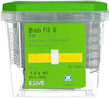 Plastlåda med grönt lock innehållande Brads F18 0°, 1,2 x 45 mm, 3800 delar från ESSVE.