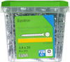 Plastförpackning med 250 gipsskruvar, storlek 3,9 x 30 mm. Gröngul etikett med text på flera språk. Märke: ESSVE.