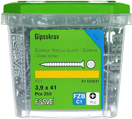 Behållare med gipsskruv 3,9 x 41 mm, 250 st, från ESSVE.