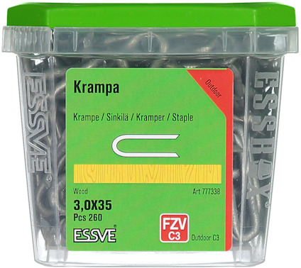 Förpackning med 260 st 3,0x35 mm krampor från ESSVE.