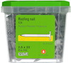 Plastlåda med grönt lock innehållande 725 takspik, 2,8 x 20 mm, märkning "ESSVE".