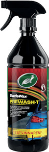 Sprayflaska med Turtle Wax Prewash-T, bild av bil på etiketten.