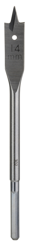Spadeborr 14 mm med hex-skaft och spetsig ände för träborrning.