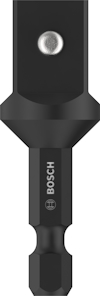 Svart Bosch bitsadapter med fyrkantigt fäste och sexkantig bas.