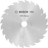 Cirkelsågblad med texten "BOSCH PRO Wood". Märkt med specifikationer och ursprungsland "Made in China".