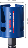 Blå hålsåg från Bosch med märkningen "Expert" och "Carbide Technology", mäter Ø 51 mm och 60 mm i längd.