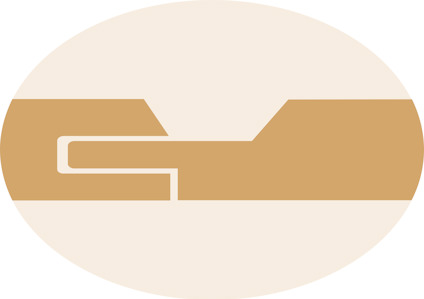 En geometrisk form i brunt och beige, med inpassade delar som liknar ett pusselstycke.