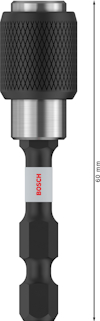 Borrchuckadapter av metall och plast, märkt "Bosch", med en längd på 60 mm.