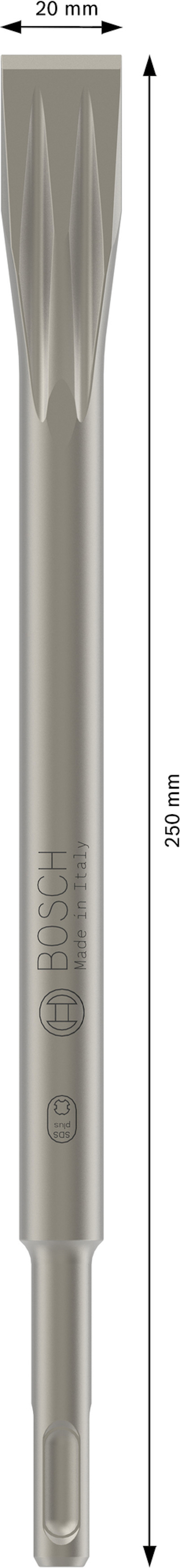 Stämjärn av metall, 250 mm långt och 20 mm brett, med Bosch-logotyp.