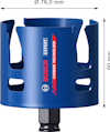 Blå holtsåg med texten "BOSCH EXPERT CARBIDE TECHNOLOGY", diameter 76 mm och höjd 60 mm.